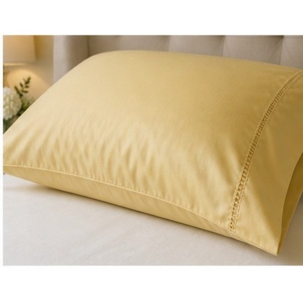 Linea Casa King Pillowcase 1 Pale Golden Yellow Egyptian Cotton Sateen Hemstitch